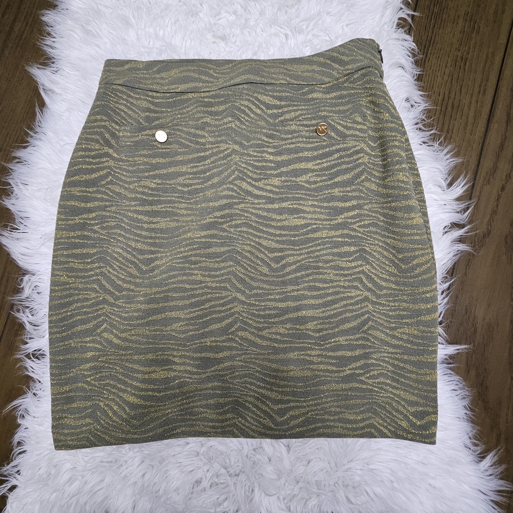Michael Kors Olive Zebra Print Pencil Skirt
